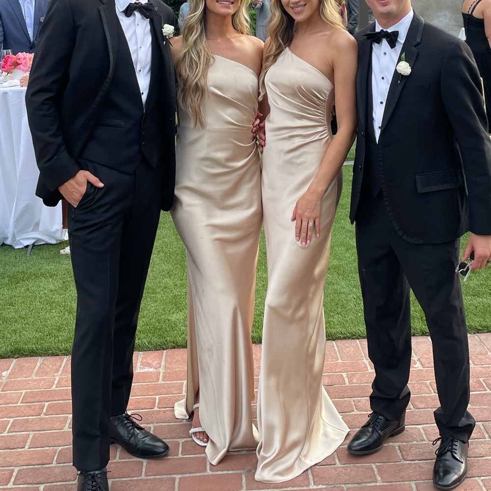 Revelry Jade Satin Bridesmaid Dress